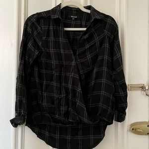 Black and green plaid madewell blouse size S